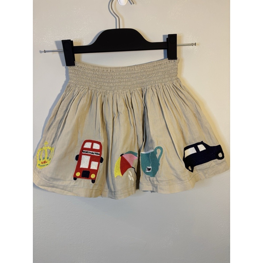 MINI BODEN Beige London Embroidered Circle Skirt 3-4 England